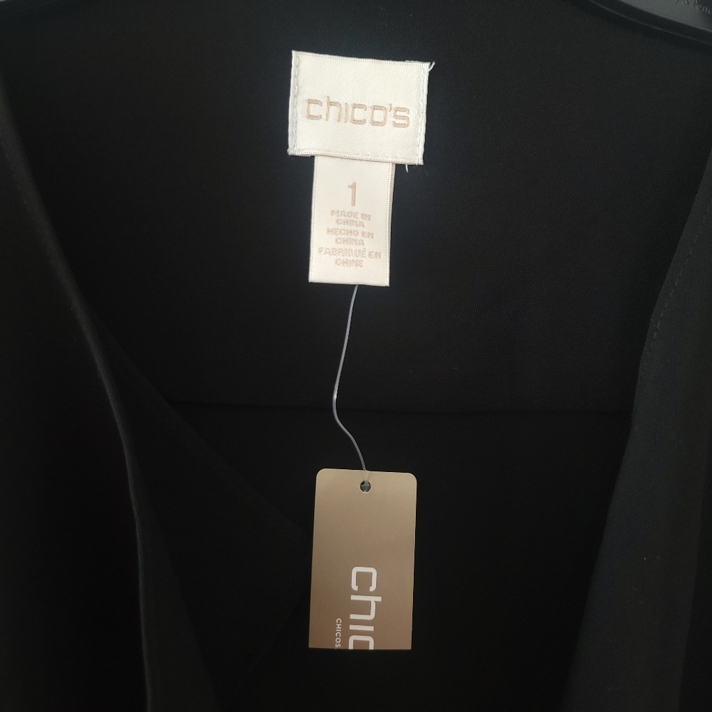Chicos Cardigan Elegant Black Women's Size 1  NWT - Picture 2 of 7